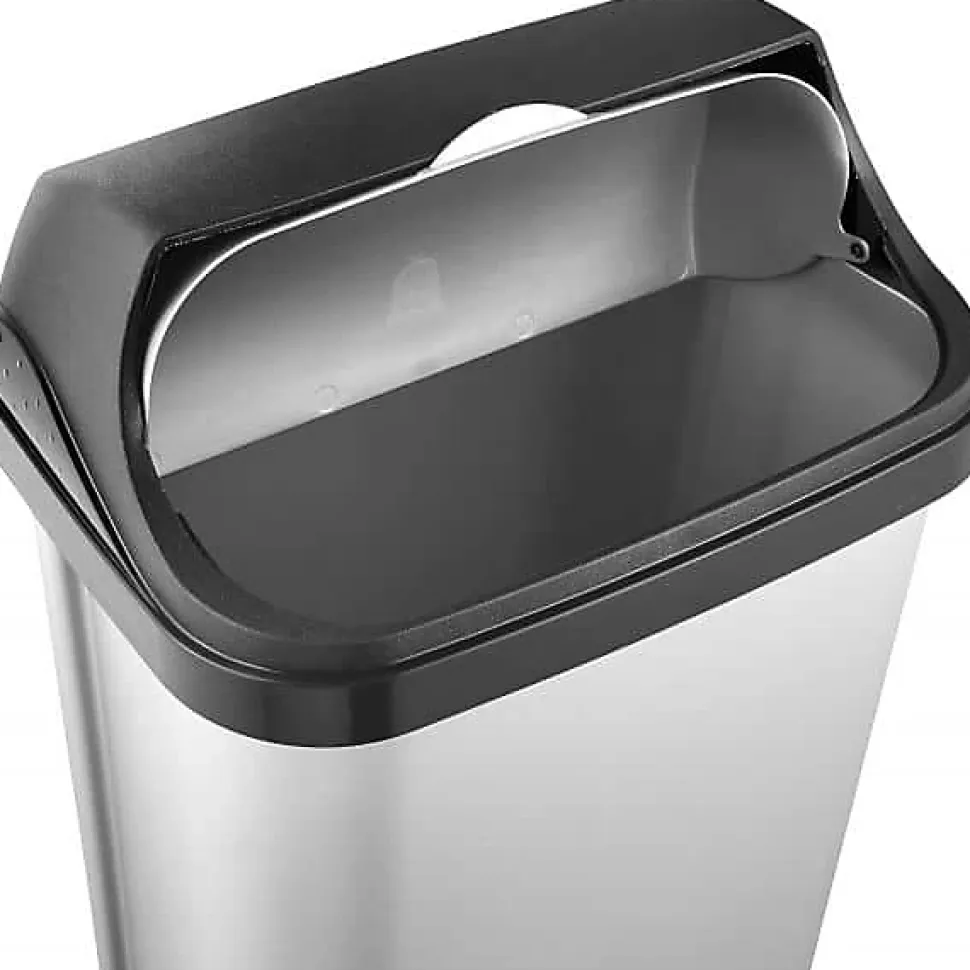 Poubelle plastique à couvercle coulissant 25 litres - Gris Clair