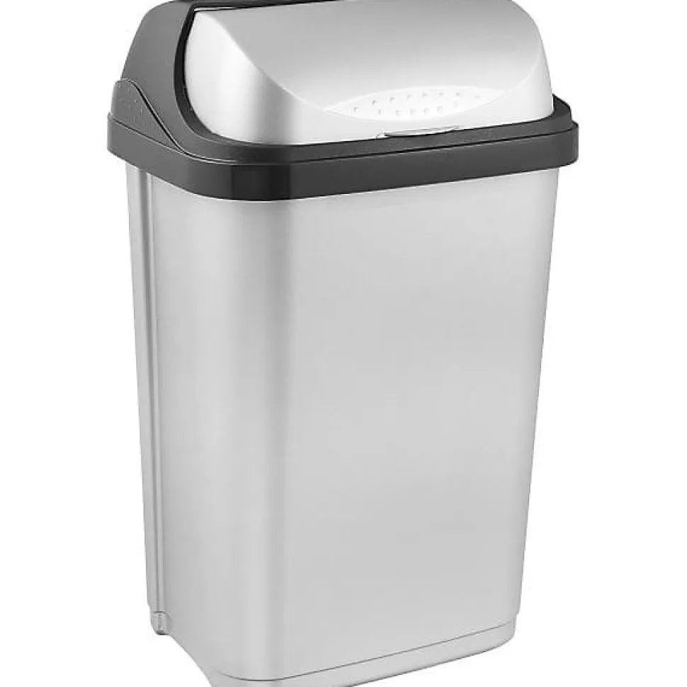 Poubelle plastique à couvercle coulissant 25 litres - Gris Clair