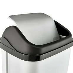 Poubelle plastique à couvercle basculant 50 litres - Gris Clair