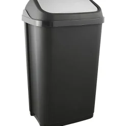 Poubelle plastique à couvercle basculant 50 litres - Gris Foncé