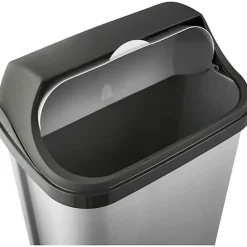 Poubelle plastique à couvercle coulissant 50 litres - Gris Clair