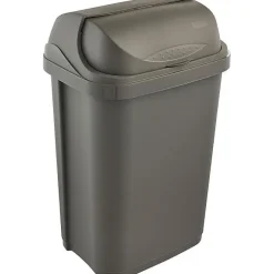 Poubelle plastique à couvercle coulissant 25 litres - Gris Foncé