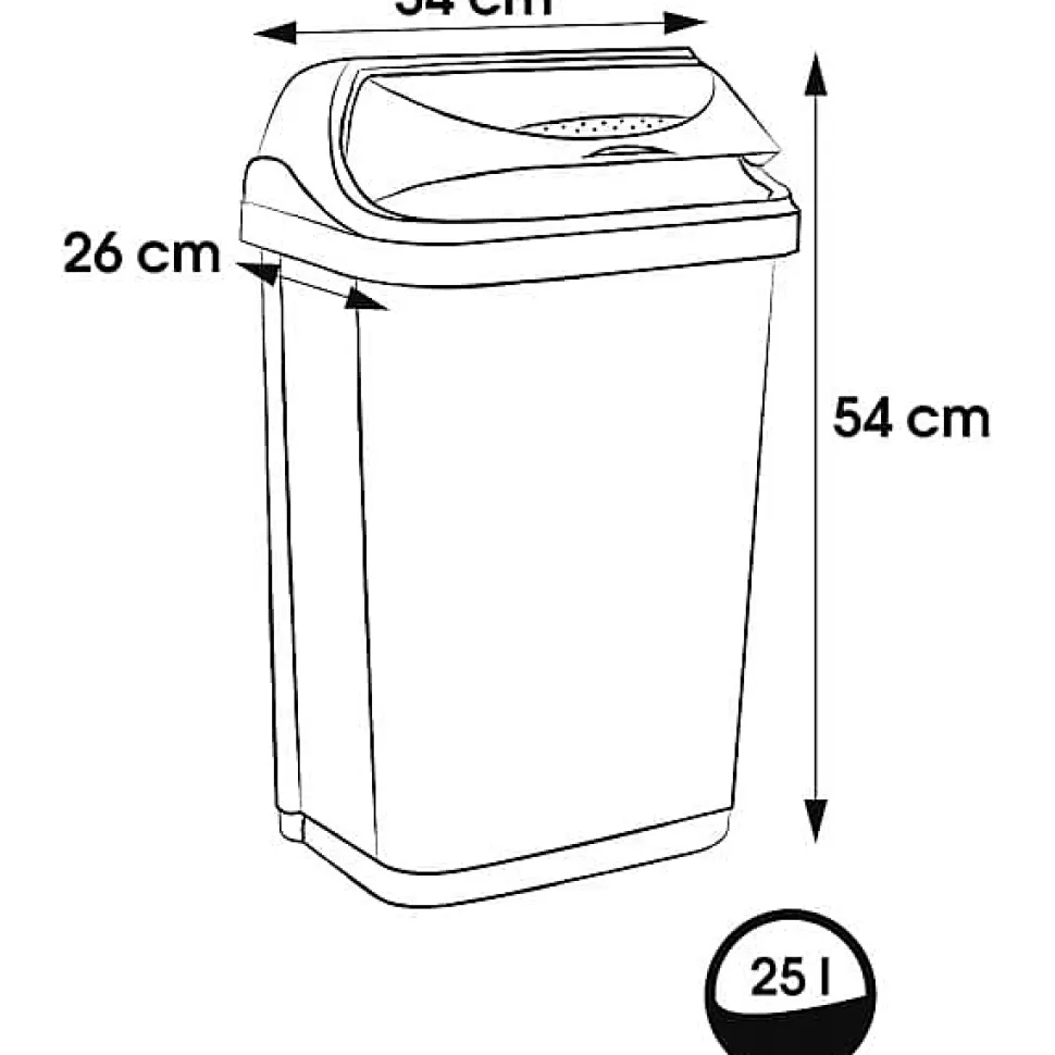 Poubelle plastique à couvercle coulissant 25 litres - Gris Foncé