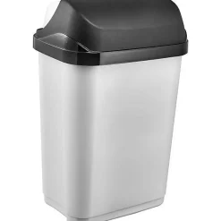 Poubelle plastique à couvercle coulissant 10 litres - Gris Clair