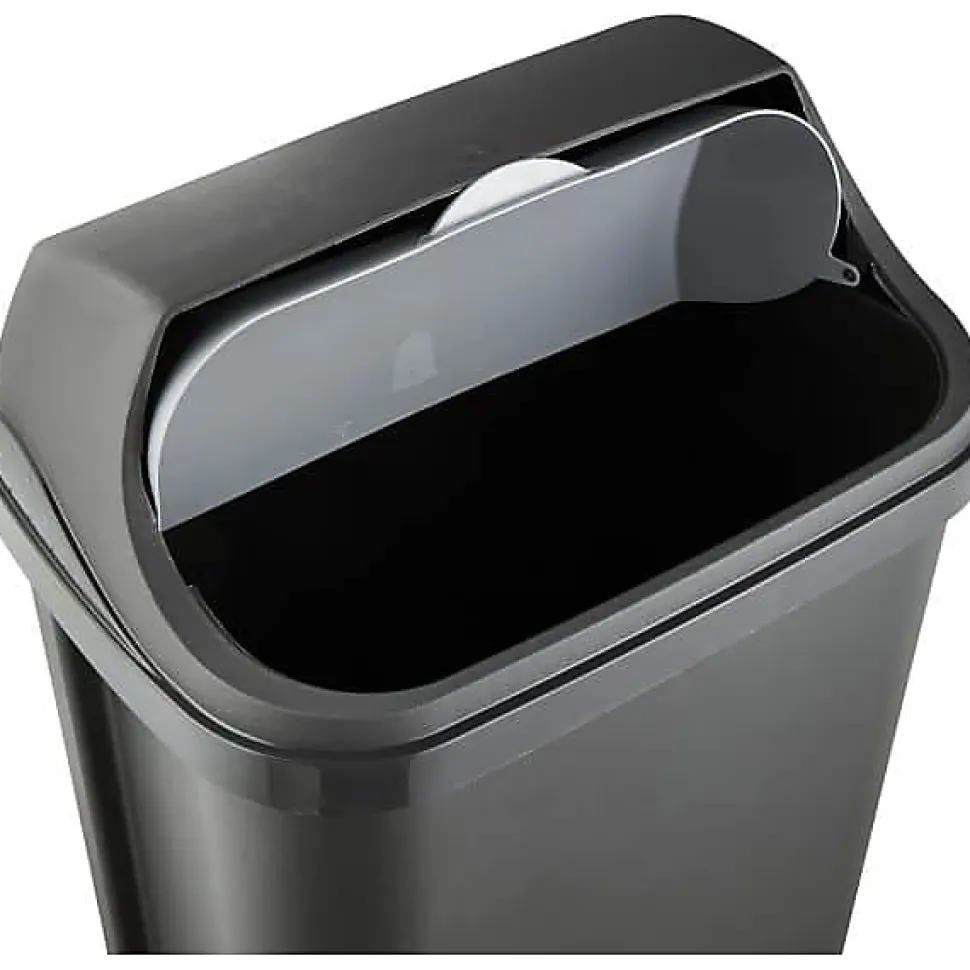 Poubelle plastique à couvercle coulissant 50 litres - Gris Foncé