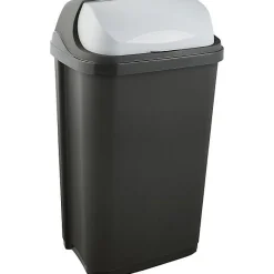 Poubelle plastique à couvercle coulissant 50 litres - Gris Foncé