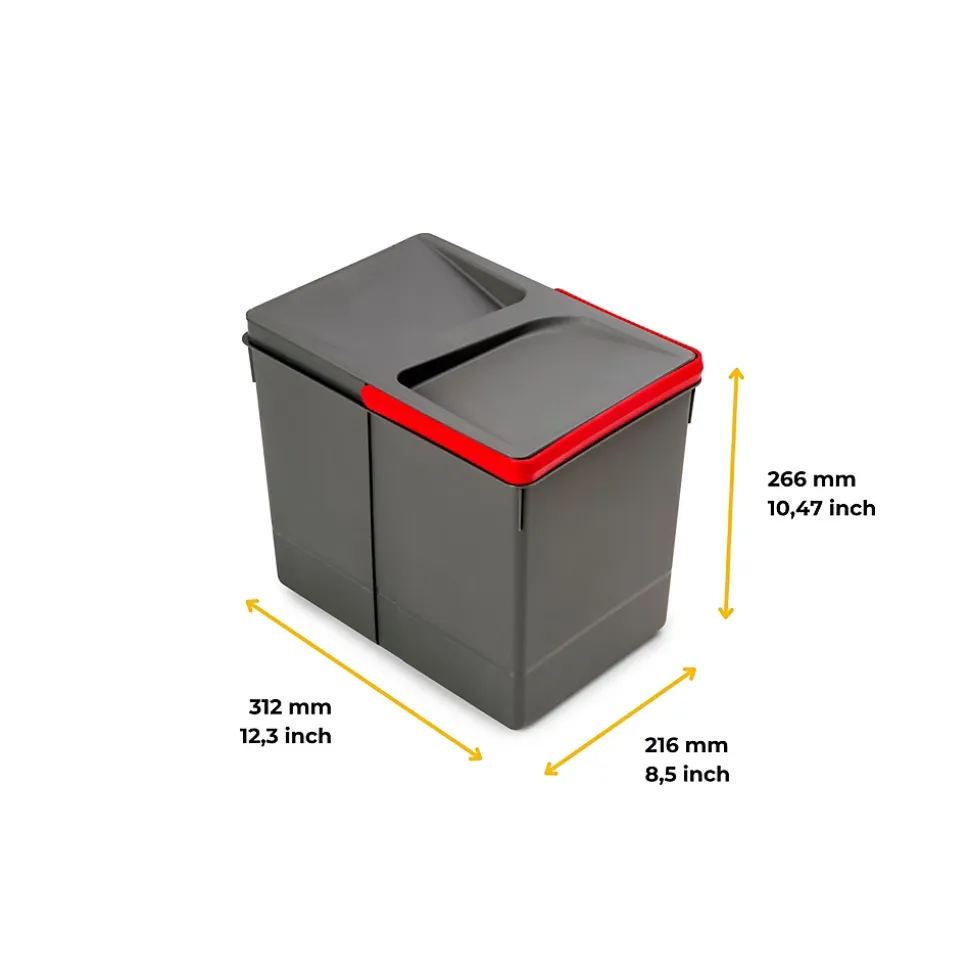 Poubelle pour tiroir de cuisine 15 litres Recycle