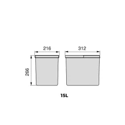 Poubelle pour tiroir de cuisine 15 litres Recycle