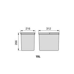 Poubelle pour tiroir de cuisine 15 litres Recycle