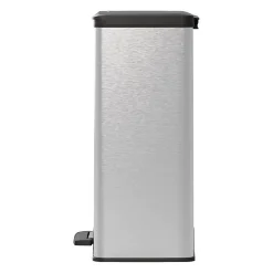Poubelle Rectangle - DECO BIN - CURVER - 65L - Design moderne - 49 x 29 x 61 cm - Gris métallisé