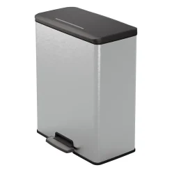 Poubelle Rectangle - DECO BIN - CURVER - 65L - Design moderne - 49 x 29 x 61 cm - Gris métallisé