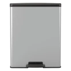 Poubelle Rectangle - DECO BIN - CURVER - 65L - Design moderne - 49 x 29 x 61 cm - Gris métallisé