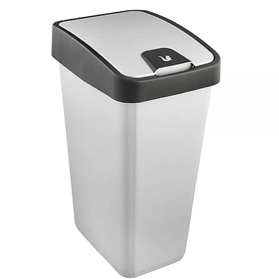 Poubelle Rectangulaire à couvercle basculant 45 litres - Argent