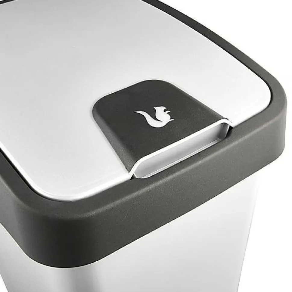 Poubelle Rectangulaire à couvercle basculant 45 litres - Argent