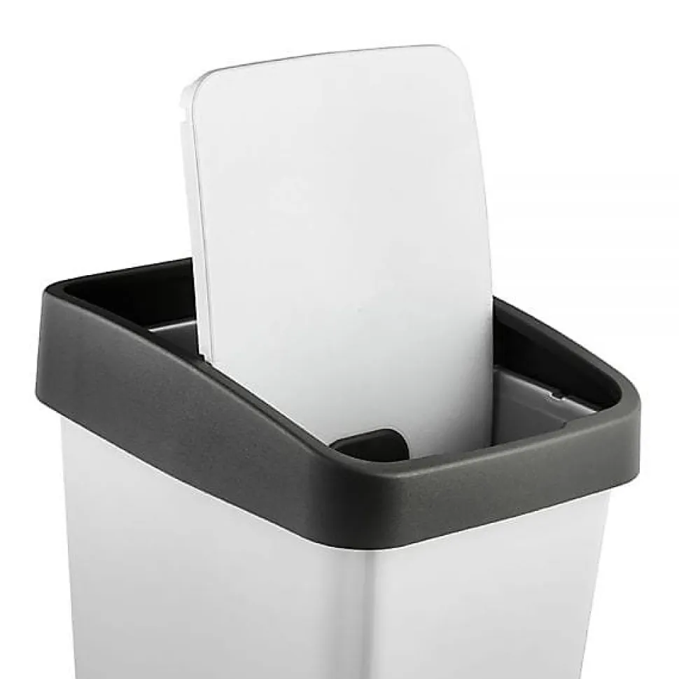 Poubelle Rectangulaire à couvercle basculant 45 litres - Argent
