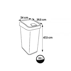 Poubelle Rectangulaire à couvercle basculant 25 litres - Vert