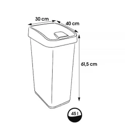 Poubelle Rectangulaire à couvercle basculant 45 litres - Bleu