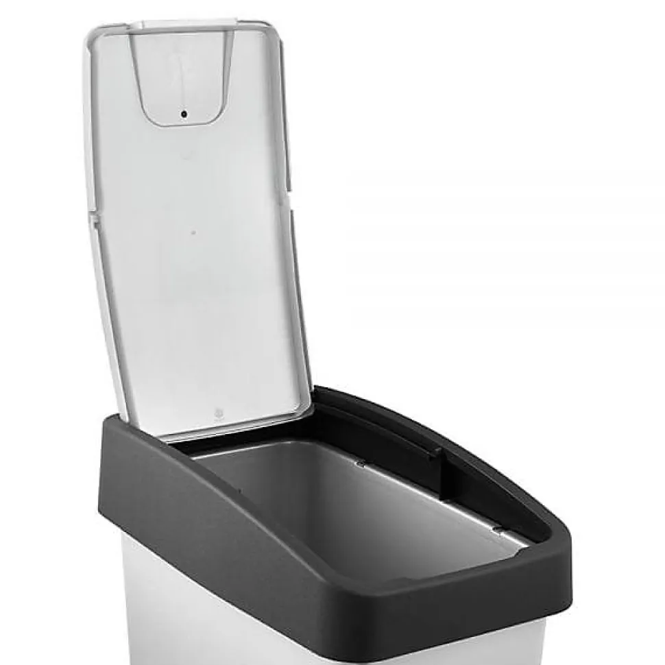 Poubelle Rectangulaire à couvercle basculant 25 litres - Argent
