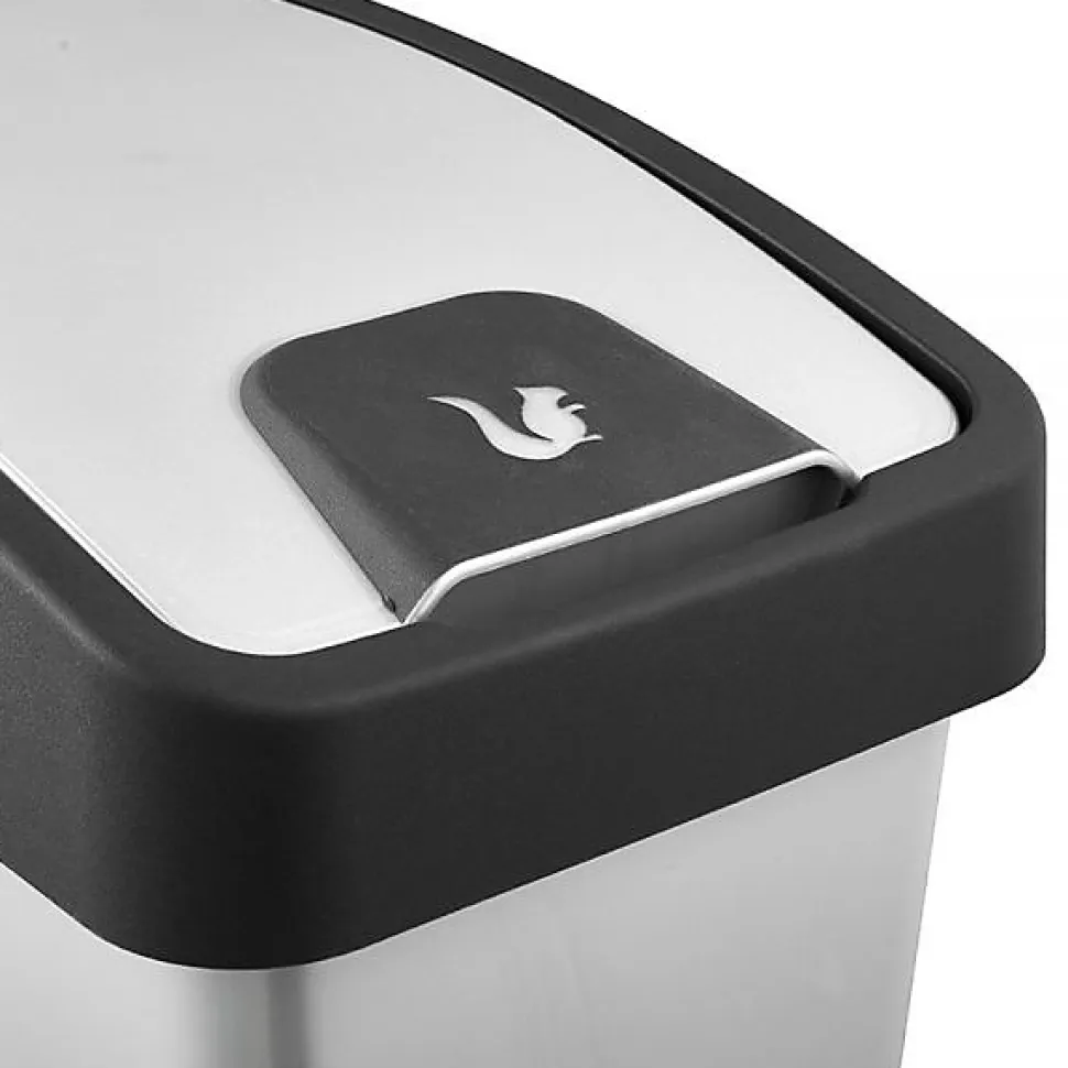 Poubelle Rectangulaire à couvercle basculant 25 litres - Argent