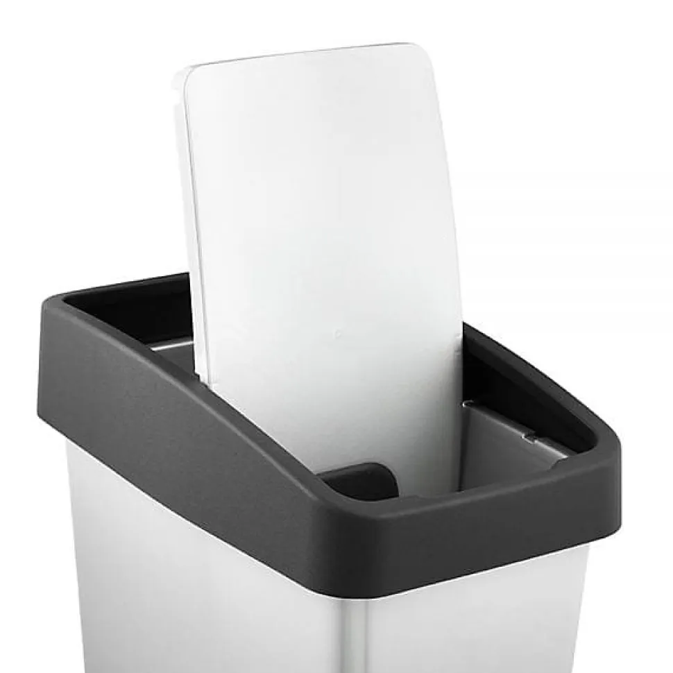 Poubelle Rectangulaire à couvercle basculant 25 litres - Argent