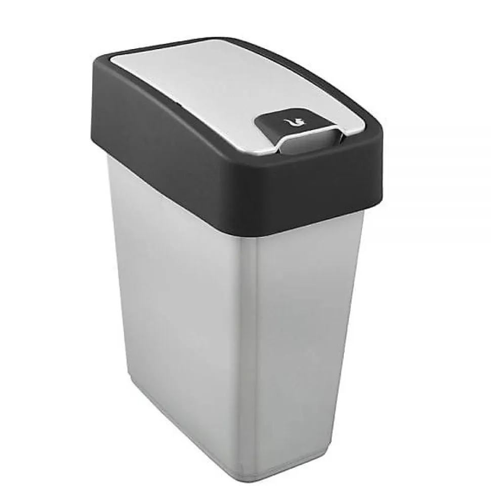 Poubelle Rectangulaire à couvercle basculant 10 litres - Argent