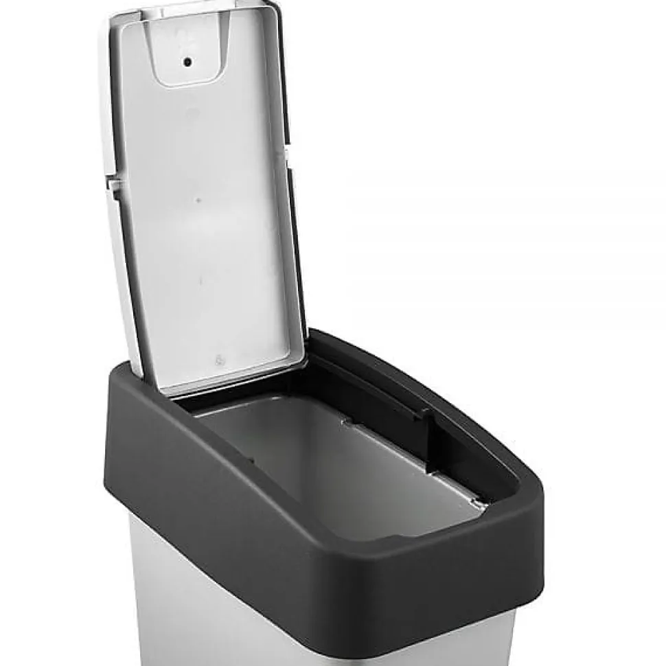 Poubelle Rectangulaire à couvercle basculant 10 litres - Argent