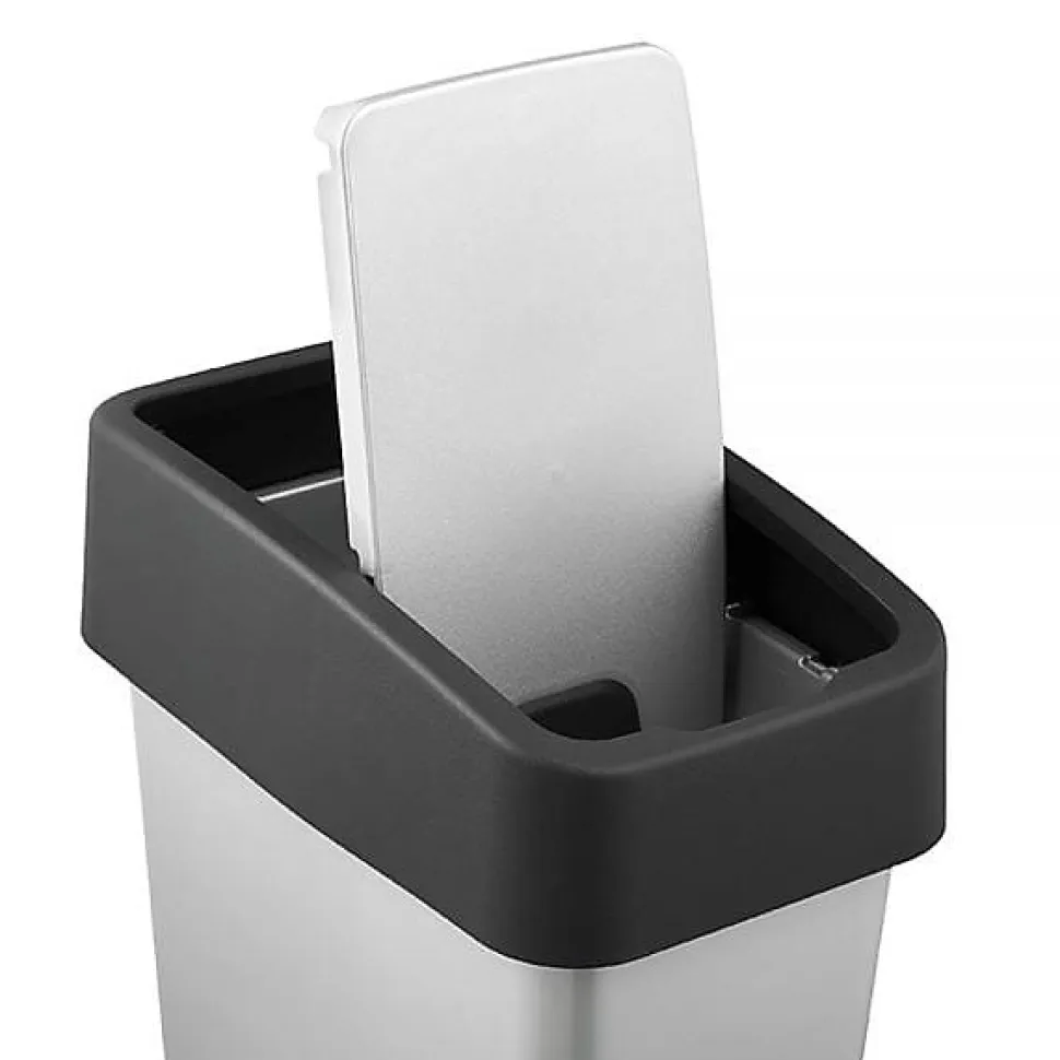Poubelle Rectangulaire à couvercle basculant 10 litres - Argent