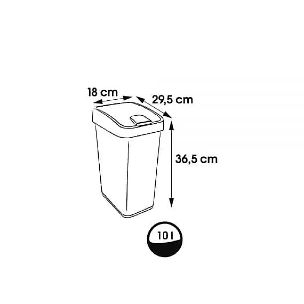 Poubelle Rectangulaire à couvercle basculant 10 litres - Argent