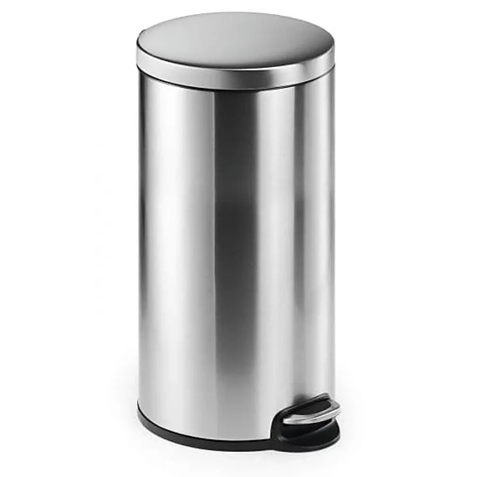 Poubelle ronde à pédale en acier inoxydable 30 litres