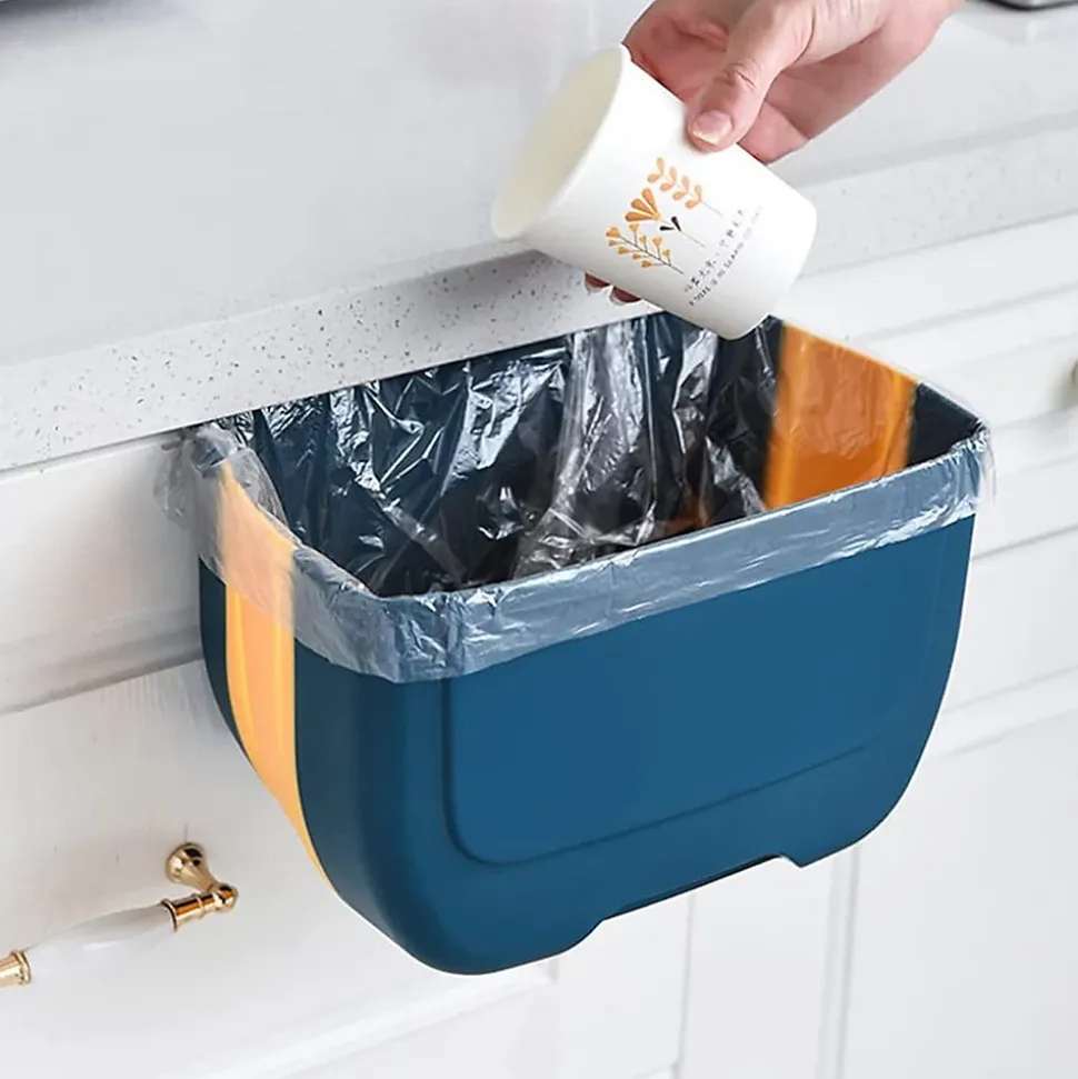 Poubelle Suspendue de Cuisine pliable de 5L bleu