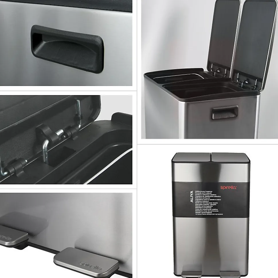 Poubelle tri Sélectif ALIYA 60L (2x30L) Acier Brossé Spirella