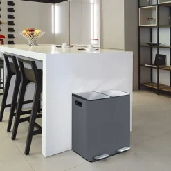 Poubelle tri Sélectif ALIYA 40L (2x20L) Acier Gris mat Spirellaa