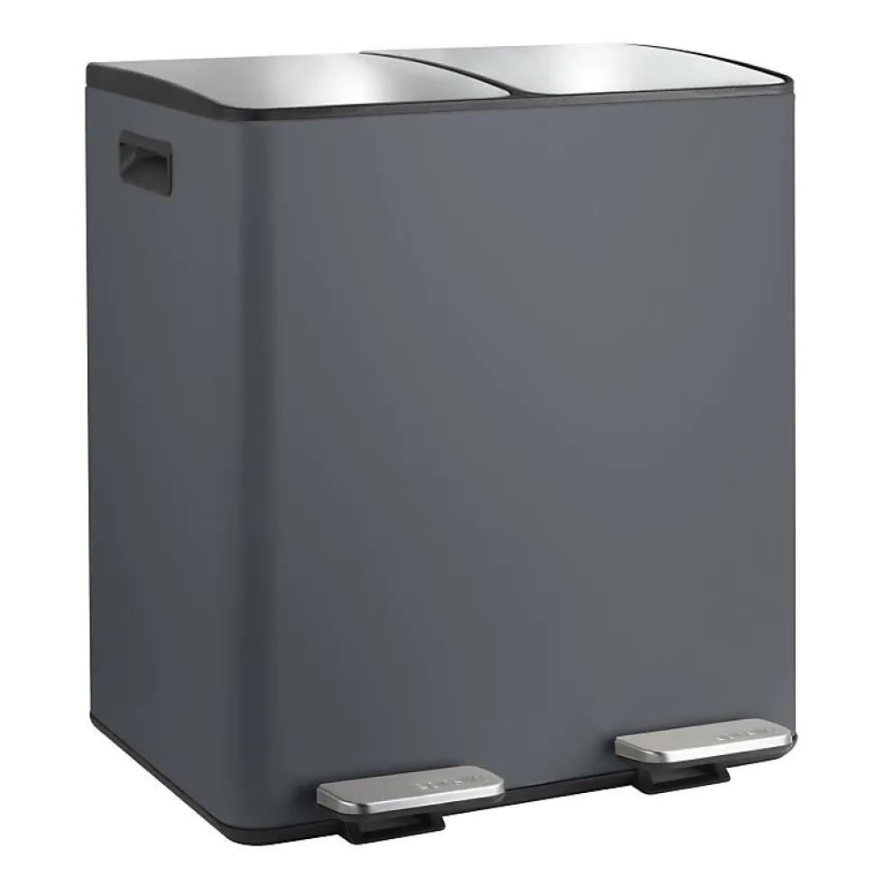 Poubelle tri Sélectif ALIYA 40L (2x20L) Acier Gris mat Spirellaa