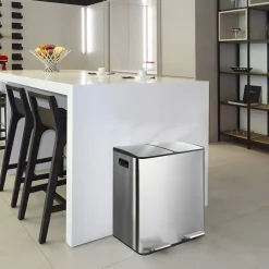 Poubelle tri Sélectif ALIYA 40L (2x20L) Acier Brossé Spirella