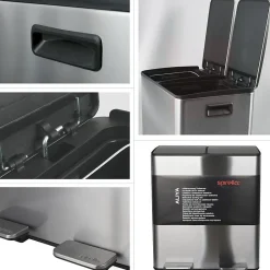 Poubelle tri Sélectif ALIYA 40L (2x20L) Acier Brossé Spirella