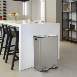 Poubelle tri Sélectif ALIYA 60L (2x30L) Acier Taupe mat Spirella