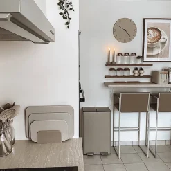 Poubelle tri Sélectif ALIYA 60L (2x30L) Acier Taupe mat Spirella