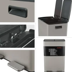 Poubelle tri Sélectif ALIYA 60L (2x30L) Acier Taupe mat Spirella