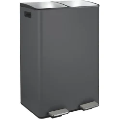Poubelle tri Sélectif ALIYA 60L (2x30L) Acier Gris mat Spirella