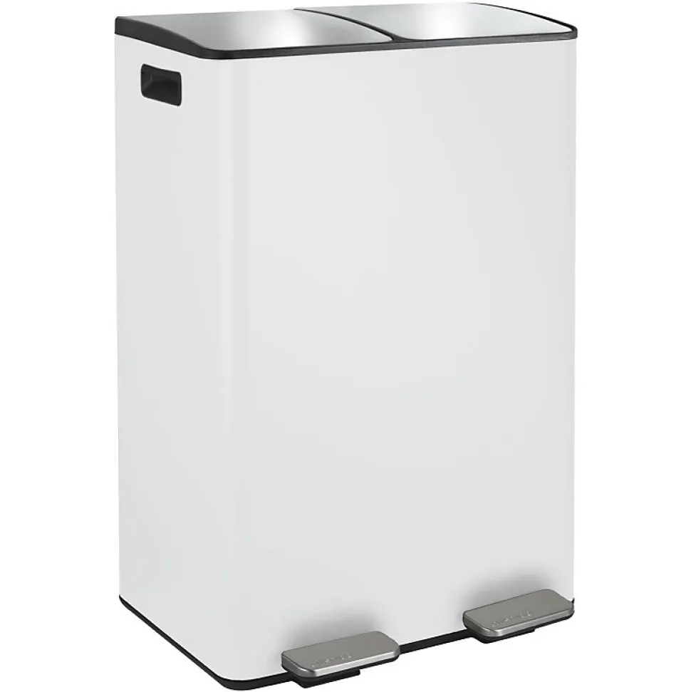 Poubelle tri Sélectif ALIYA 60L (2x30L) Acier Blanc mat Spirella