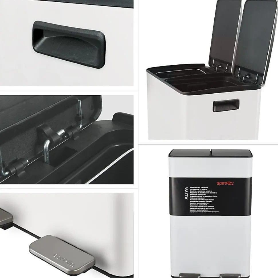 Poubelle tri Sélectif ALIYA 60L (2x30L) Acier Blanc mat Spirella