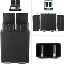 Poubelle Tri Sélectif ALIYA 40L (2x20L) Acier Noir mat Spirella