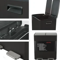 Poubelle Tri Sélectif ALIYA 40L (2x20L) Acier Noir mat Spirella