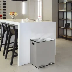 Poubelle tri Sélectif ALIYA 40L (2x20L) Acier Taupe mat Spirella