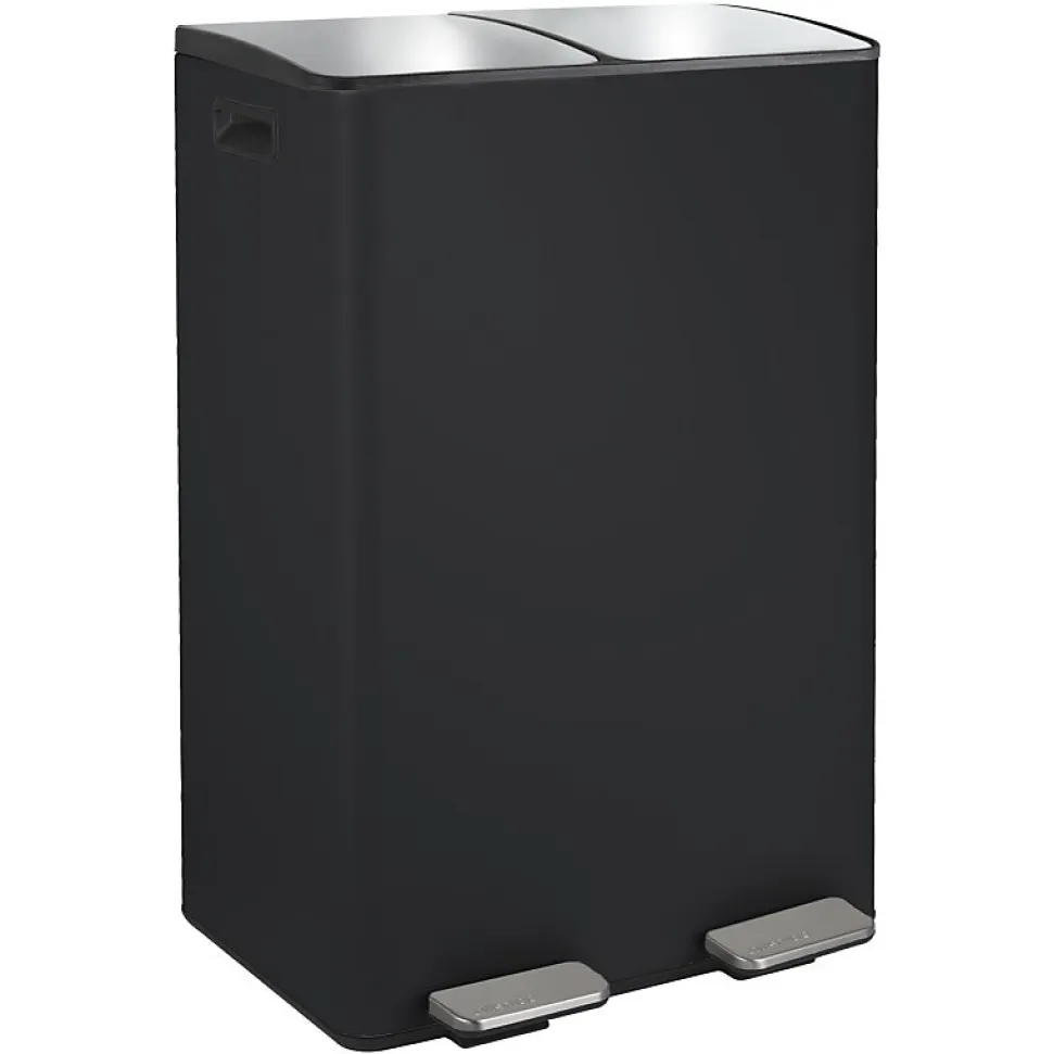 Poubelle tri Sélectif ALIYA 60L (2x30L) Acier Noir mat Spirella