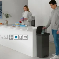Poubelle verticale WellHome 70 L, 2 compartiments, corbeille à papier, 76 cm
