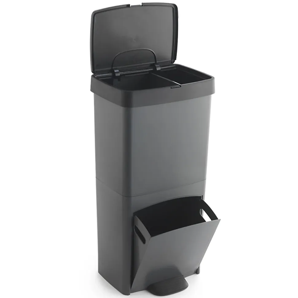 Poubelle verticale WellHome 70 L, 2 compartiments, corbeille à papier, 76 cm