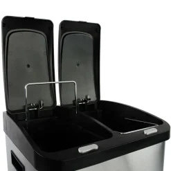 Poubelle 2x8 Litres + 1x16 Litres, Capacite totale 32 Litres, Ouverture avec pedale ou bouton