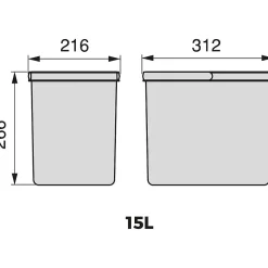 Poubelles pour tiroir de cuisine Recycle (Lot de 2)