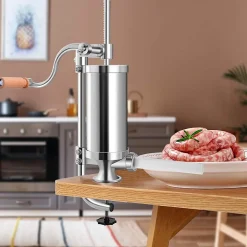 Poussoir a Saucisse Machine a Saucisse Manuelle en Acier Inoxydable et Aluminium avec Tubes de Renplissage Differents Diametres